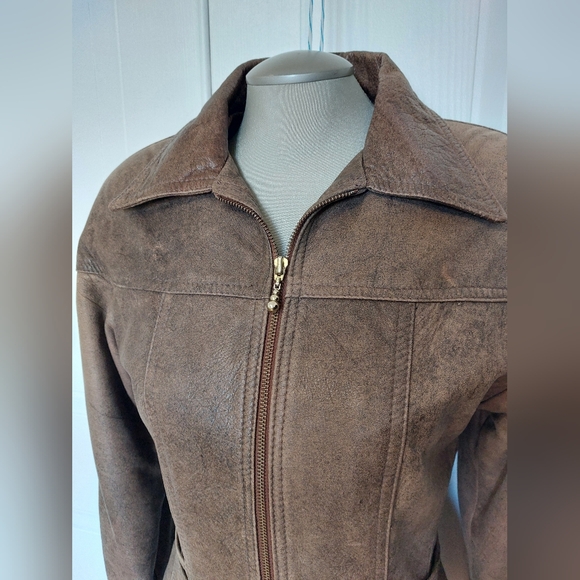 Brown Leather Jacket Medium New - Picture 3 of 7